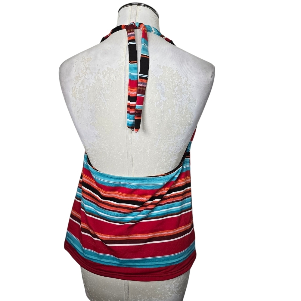 Mossimo Red Blue Striped Halter Tankini L - Picture 3 of 6